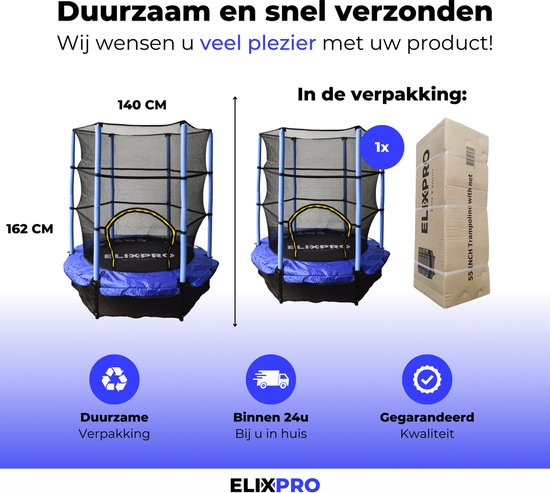 ElixPro Kinder trampoline - 140cm - Blauw