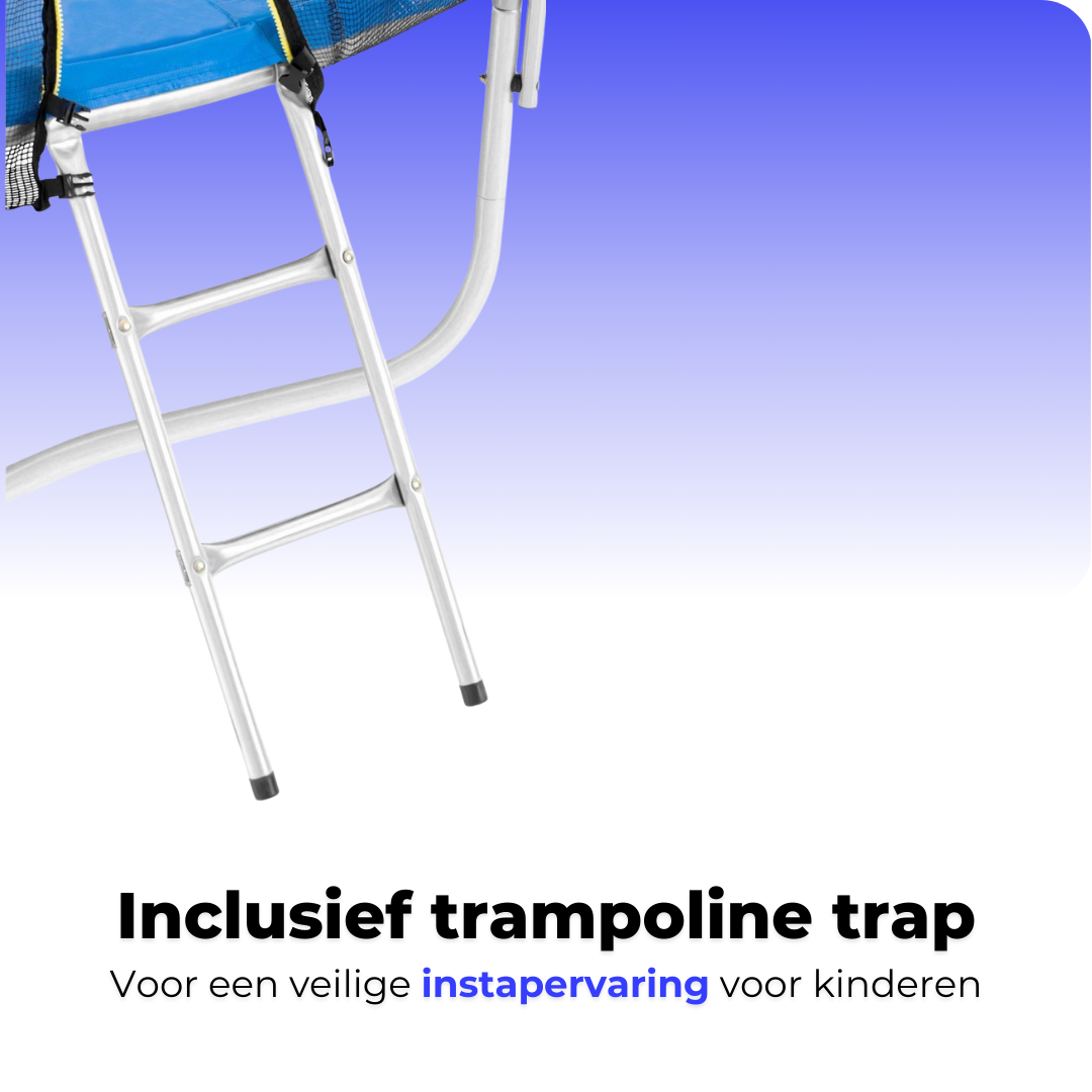 ElixPro Trampoline - Inclusief veiligheidsnet en instapladder - 244cm - Blauw