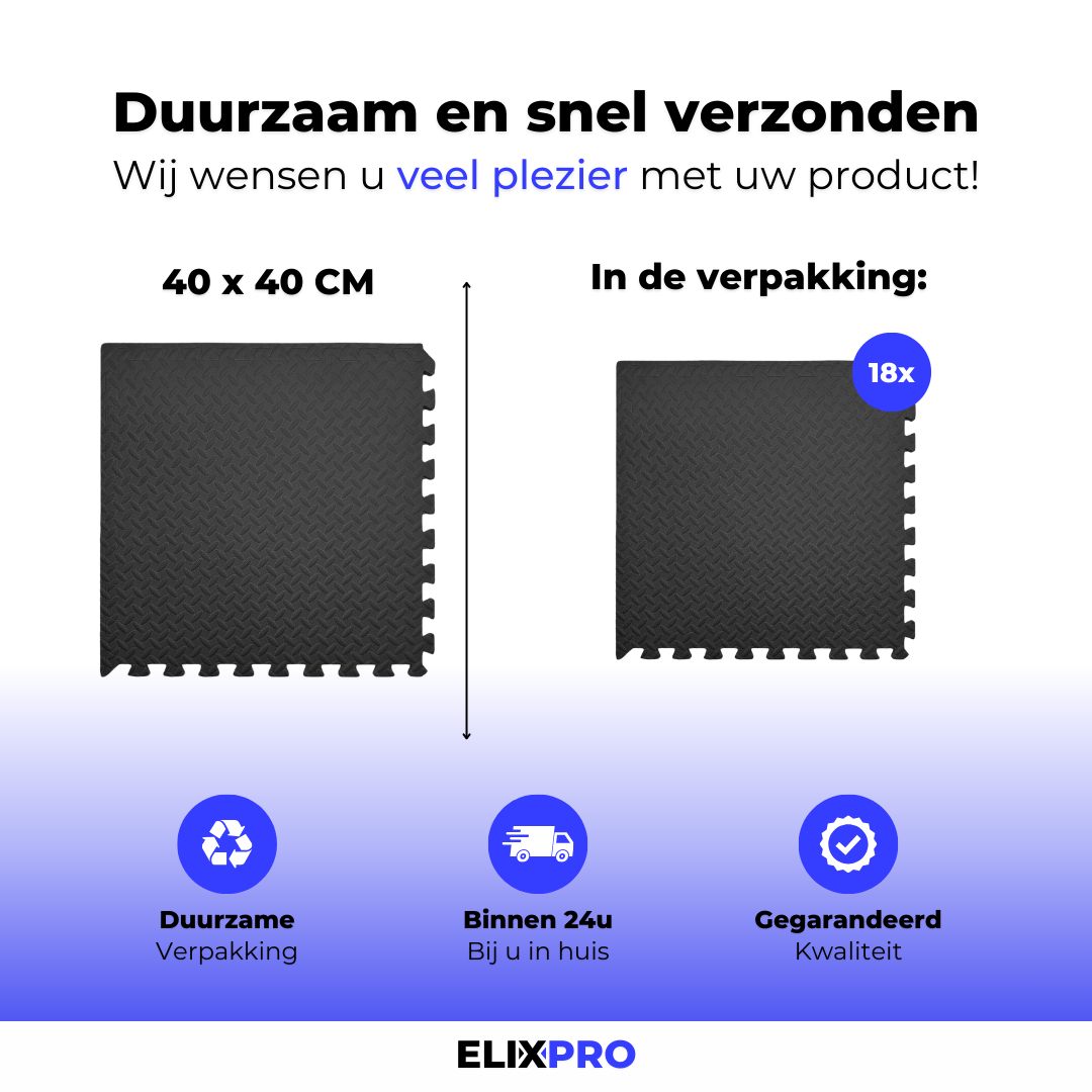 ElixPro Ondervloer - 3 verpakkingen van 6 tegels - 40x40CM